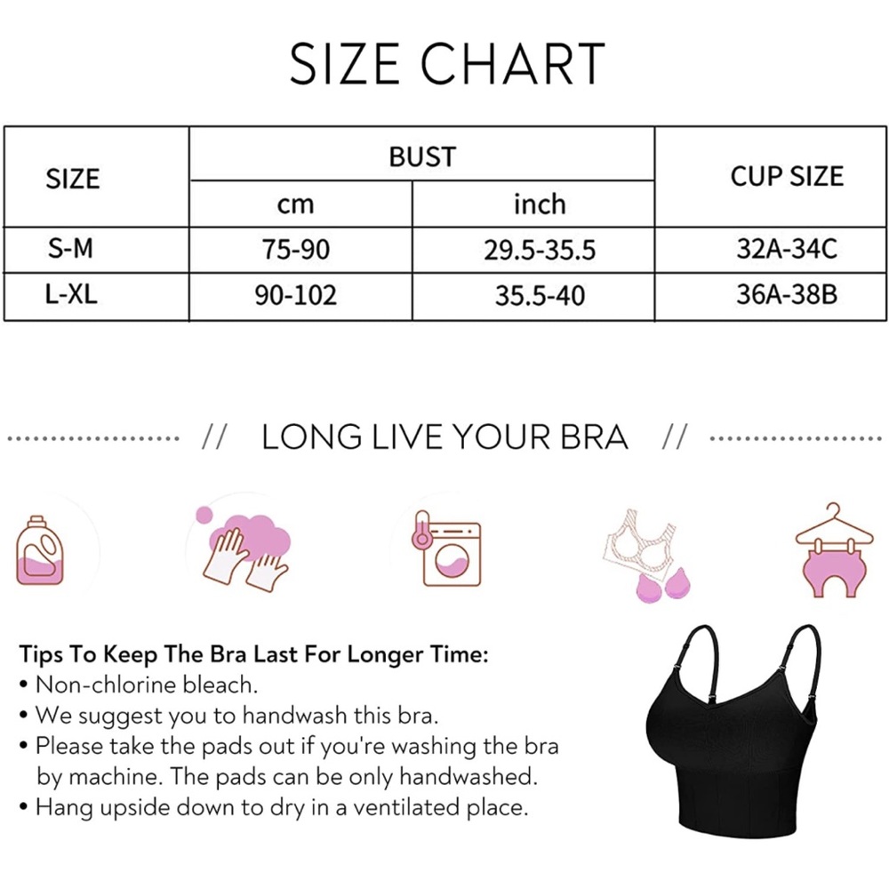 🆕4 Pieces Comfy Cami Bralette Longline Padded Bras - Picture 3 of 3